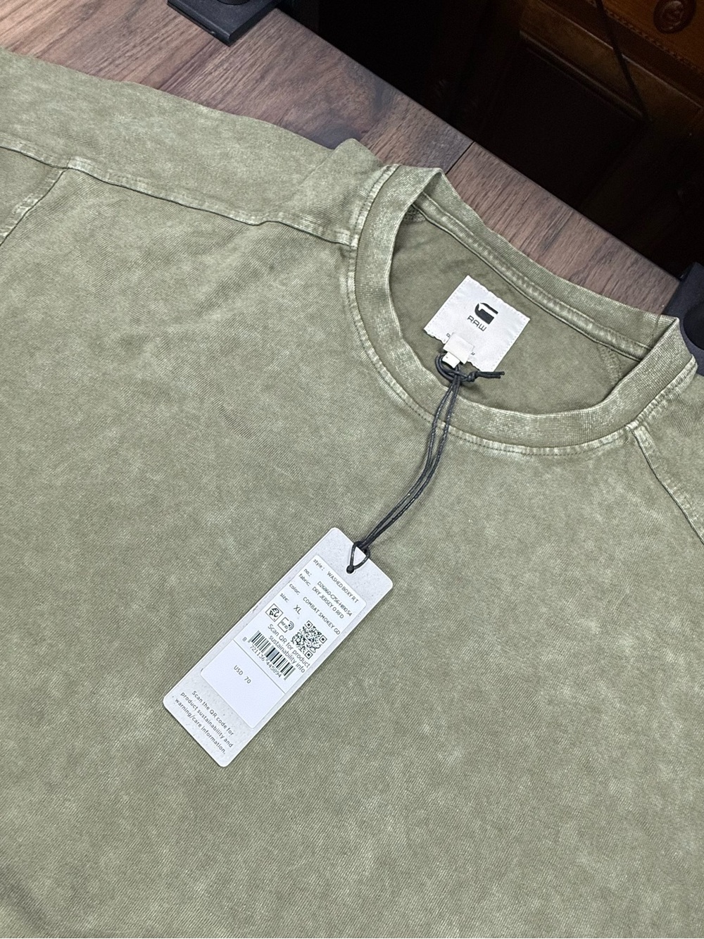 G-Star Short Sleeve Mineral Wash Crewneck in Olive NWT